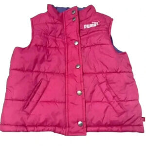 Puma Girls Purple/Hot Pink Reversible Puffer Down Vest Size 3T